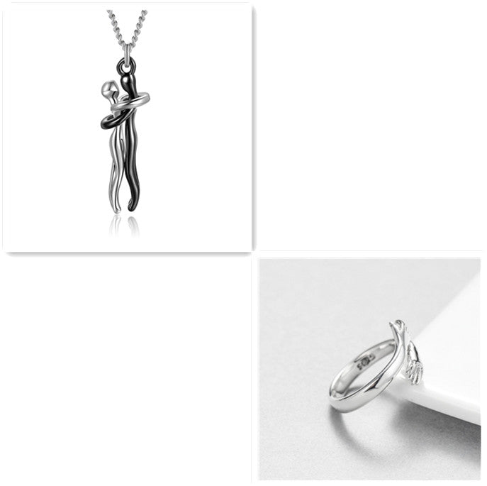 Love Hug Necklace  Unisex Couple Clavicle Chain for Men & Women