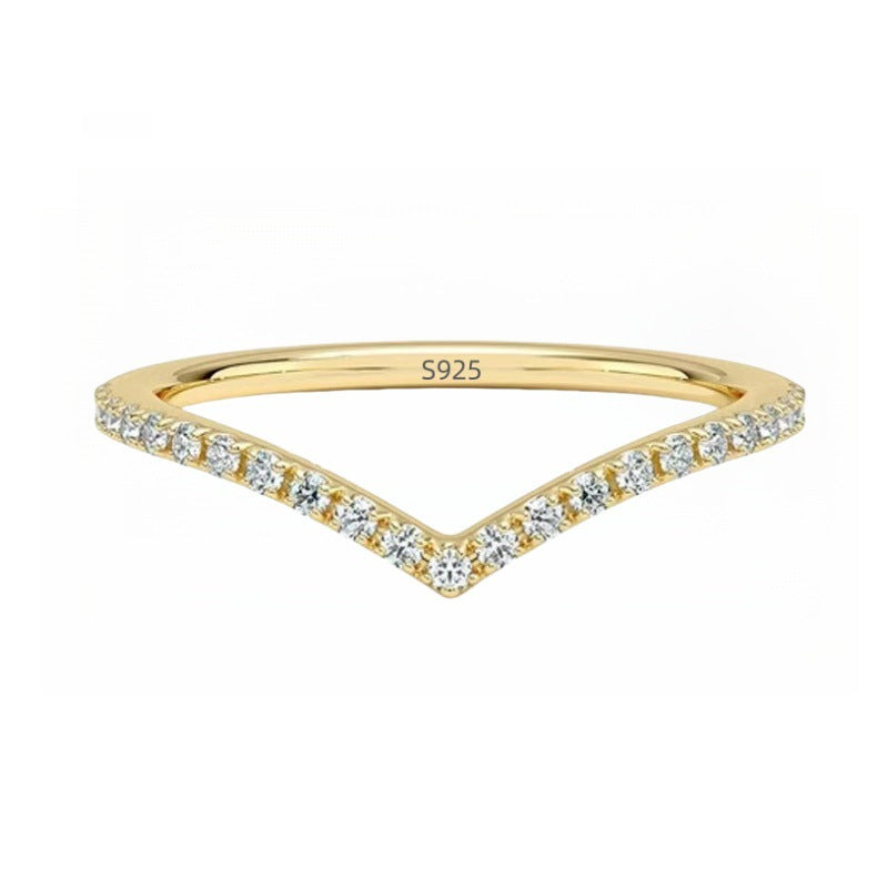 Moissanite 925 Sterling Silver V-Shaped Crown Ring for Women